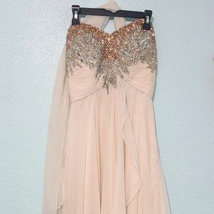 Exquisitely beaded evening gown. Cream colored. Size 4.